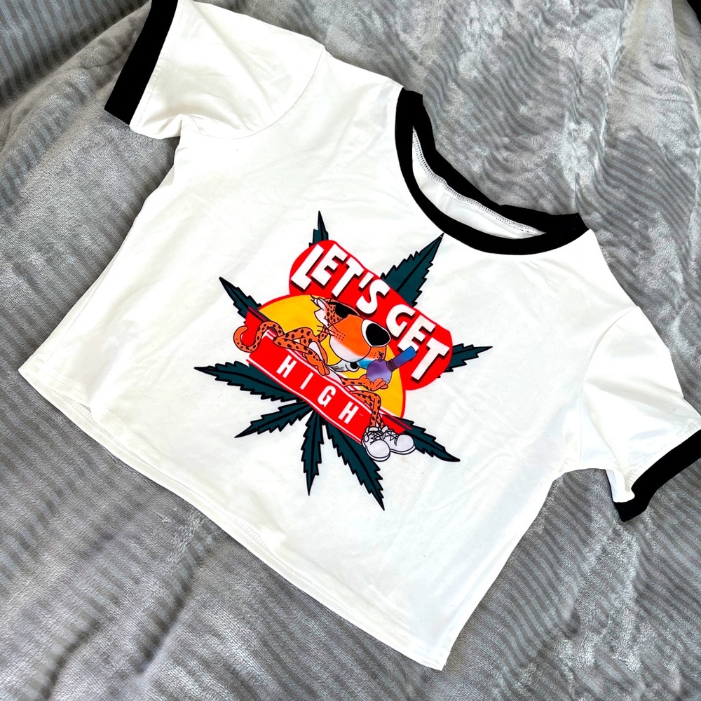 DollsKill Stoner 420 crop top Cheetos snack Y2k